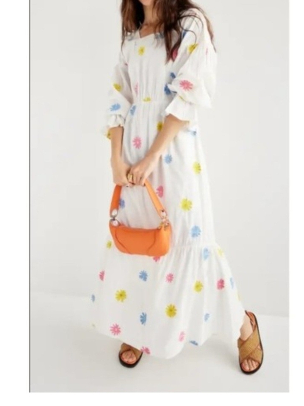 Something Navy White Maxi with Pink, Blue & Yellow Floral Motif P2P 19 S/M 1271